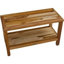 30" Eleganto ED1000 Wide Teak Shower Bench with Shelf - EcoDecors -Ottomans Official Shop unnamed file 6482