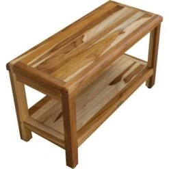 30" Eleganto ED1000 Wide Teak Shower Bench with Shelf - EcoDecors -Ottomans Official Shop unnamed file 6484