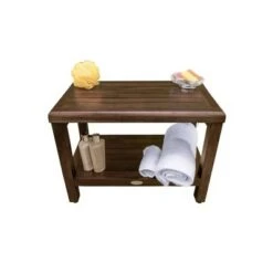 24" Eleganto DT115 Wide Teak Wood Shower Bench with Shelf - DecoTeak -Ottomans Official Shop unnamed file 6561