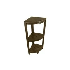 32" SnazzyCorner Tall Teak Shower Shelf Dark Brown - DecoTeak
