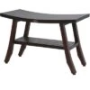 28" Satori DT175 Wide Teak Wood Shower Bench with Shelf - DecoTeak