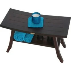28" Satori DT175 Wide Teak Wood Shower Bench with Shelf - DecoTeak -Ottomans Official Shop unnamed file 6573