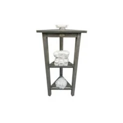 32" FlexiCorner Tall Teak Shower Storage Shelf Light Gray - CoastalVogue -Ottomans Official Shop unnamed file 6595