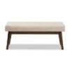 Elia Mid Century Modern Walnut Wood Fabric Button Tufted Bench - Baxton Studio Dark Gray -Ottomans Official Shop unnamed file 660