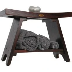 24" Serenity DT98 Wide Teak Wood Shower Bench with Shelf - DecoTeak -Ottomans Official Shop unnamed file 6600