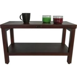 30" Eleganto DT116 Wide Teak Wood Shower Bench with Shelf - DecoTeak -Ottomans Official Shop unnamed file 6610