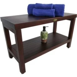 30" Eleganto DT116 Wide Teak Wood Shower Bench with Shelf - DecoTeak -Ottomans Official Shop unnamed file 6611