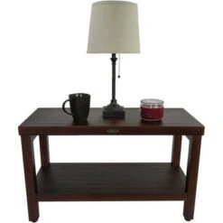 30" Eleganto DT116 Wide Teak Wood Shower Bench with Shelf - DecoTeak -Ottomans Official Shop unnamed file 6613