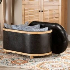 Adana Faux Leather Upholstered and Wood Storage Ottoman Dark Brown/Oak Brown - Baxton Studio -Ottomans Official Shop unnamed file 6660