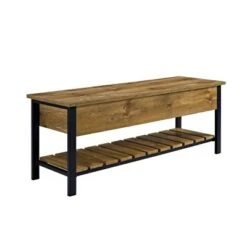 48" Open Top Storage Bench with Shoe Shelf - Saracina Home Dark Walnut -Ottomans Official Shop unnamed file 6696
