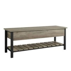 48" Open Top Storage Bench with Shoe Shelf - Saracina Home Dark Walnut -Ottomans Official Shop unnamed file 6697