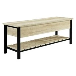 48" Open Top Storage Bench with Shoe Shelf - Saracina Home Dark Walnut -Ottomans Official Shop unnamed file 6698