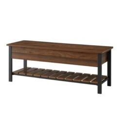 48" Open Top Storage Bench with Shoe Shelf - Saracina Home Dark Walnut -Ottomans Official Shop unnamed file 6699