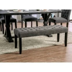 Hepburn Tufted Bench - HOMES: Inside + Out Antique Black/gray