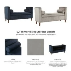 Rimo Velvet Storage Bench - Homepop Navy -Ottomans Official Shop unnamed file 6841