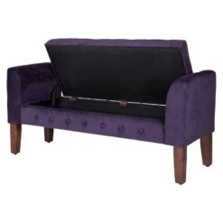 HomePop Velvet Tufted Storage Settee Bench Blue -Ottomans Official Shop unnamed file 6872