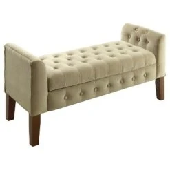 HomePop Velvet Tufted Storage Settee Bench Blue -Ottomans Official Shop unnamed file 6881