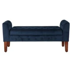 HomePop Velvet Tufted Storage Settee Bench Blue -Ottomans Official Shop unnamed file 6882