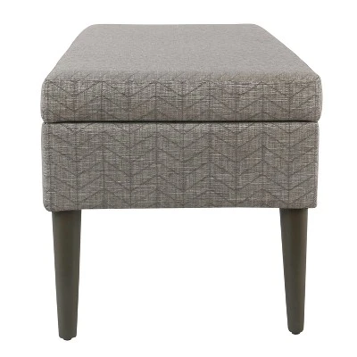 Mid Century Storage Bench Textured Gray - HomePop 3 Mid Century Storage Bench Textured Gray - HomePop