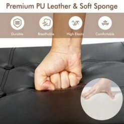 Costway Shoe Bench Padded Bench w/Storage Box and Shoe Shelf Rustic Brown and Black -Ottomans Official Shop unnamed file 6982