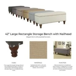 Large Storage Bench with Nailhead Trim - HomePop Faux Leather Brown -Ottomans Official Shop unnamed file 7008
