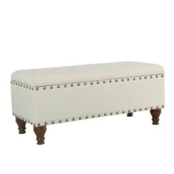 Large Storage Bench with Nailhead Trim - HomePop Faux Leather Brown -Ottomans Official Shop unnamed file 7009