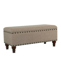 Large Storage Bench with Nailhead Trim - HomePop Faux Leather Brown -Ottomans Official Shop unnamed file 7010