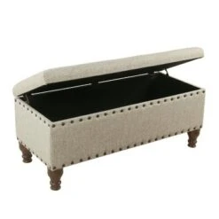 Large Storage Bench with Nailhead Trim - HomePop Faux Leather Brown -Ottomans Official Shop unnamed file 7012