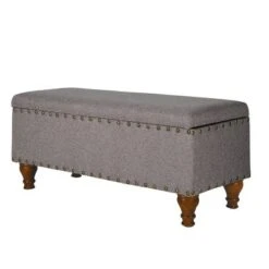 Large Storage Bench with Nailhead Trim - HomePop Faux Leather Brown -Ottomans Official Shop unnamed file 7013