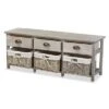 Mabyn Wood 3 Drawer Storage Bench with Baskets Light Gray - Baxton Studio