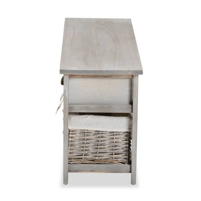 Mabyn Wood 3 Drawer Storage Bench with Baskets Light Gray - Baxton Studio 5 Mabyn Wood 3 Drawer Storage Bench with Baskets Light Gray - Baxton Studio – Image 3