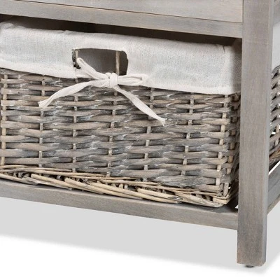 Mabyn Wood 3 Drawer Storage Bench with Baskets Light Gray - Baxton Studio 7 Mabyn Wood 3 Drawer Storage Bench with Baskets Light Gray - Baxton Studio – Image 5