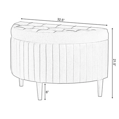 Fabulaxe Half Moon Modern Velvet Tufted Storage Ottoman Bench, Green Product Name 9 Fabulaxe Half Moon Modern Velvet Tufted Storage Ottoman Bench, Green Product Name – Image 7