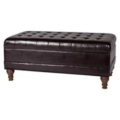 Deluxe Tufted Storage Bench Espresso - HomePop