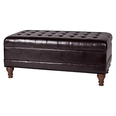 Deluxe Tufted Storage Bench Espresso - HomePop 3 Deluxe Tufted Storage Bench Espresso - HomePop