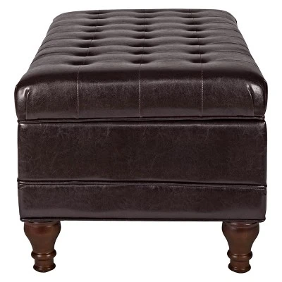 Deluxe Tufted Storage Bench Espresso - HomePop 5 Deluxe Tufted Storage Bench Espresso - HomePop – Image 3