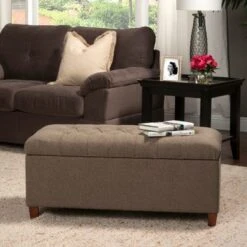 Tufted Storage Bench - HomePop Brown -Ottomans Official Shop unnamed file 7096