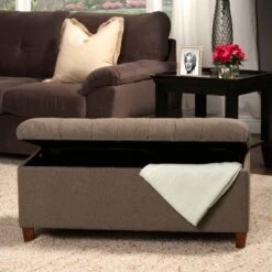 Tufted Storage Bench - HomePop Brown -Ottomans Official Shop unnamed file 7097