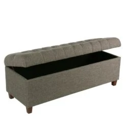 Homepop 48" Macalester Tufted Storage Bench Brown Faux Leather -Ottomans Official Shop unnamed file 7140