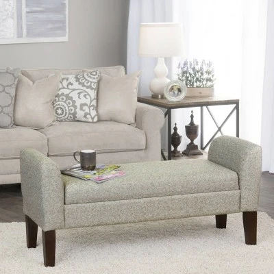Tara Storage Bench Settee Gray - HomePop 3 Tara Storage Bench Settee Gray - HomePop