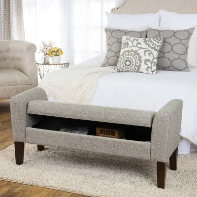 Tara Storage Bench Settee Gray - HomePop 4 Tara Storage Bench Settee Gray - HomePop – Image 2