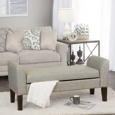 Tara Storage Bench Settee Gray - HomePop 7 Tara Storage Bench Settee Gray - HomePop – Image 5
