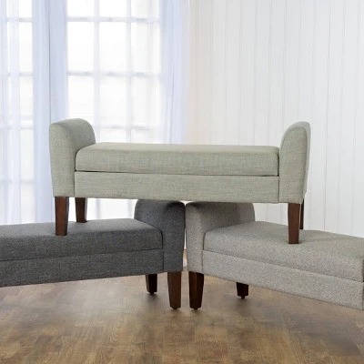 Tara Storage Bench Settee Gray - HomePop 8 Tara Storage Bench Settee Gray - HomePop – Image 6