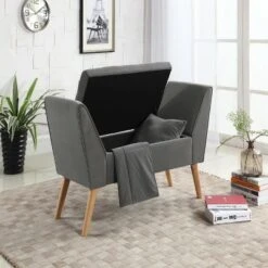 27" Storage Bench with Pillow and Blanket - Ore International Red -Ottomans Official Shop unnamed file 7160