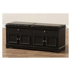 Mason Modern And Contemporary Wood 2 Drawer Shoe Storage Bench Dark Brown - Baxton Studio