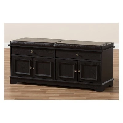 Mason Modern And Contemporary Wood 2 Drawer Shoe Storage Bench Dark Brown - Baxton Studio 3 Mason Modern And Contemporary Wood 2 Drawer Shoe Storage Bench Dark Brown - Baxton Studio
