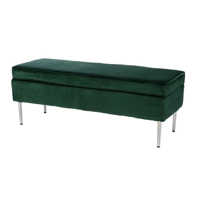 Danston Upholstered Storage Bench Green/Silver - Aiden Lane 6 Danston Upholstered Storage Bench Green/Silver - Aiden Lane – Image 4