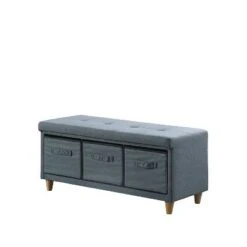 Tufted Bench with Basket Drawers - Ore International Gray 10 Tufted Bench with Basket Drawers - Ore International Gray -Ottomans Official Shop unnamed file 7224