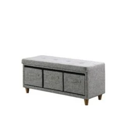 Tufted Bench with Basket Drawers - Ore International Gray 11 Tufted Bench with Basket Drawers - Ore International Gray -Ottomans Official Shop unnamed file 7225