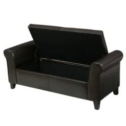 Hayes Faux Leather Armed Storage Ottoman Bench - Christopher Knight Home Brown -Ottomans Official Shop unnamed file 7235